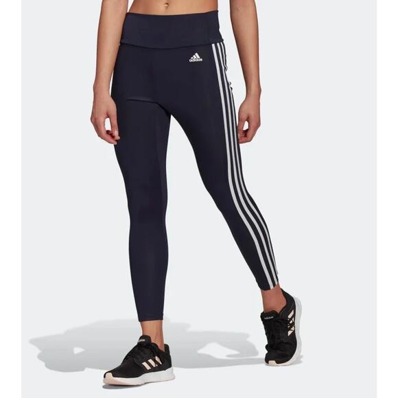 ADIDAS Women's Designed To Move Leggings XS Navy Blue High Rise 7/8 Length NWT - Picture 1 of 12